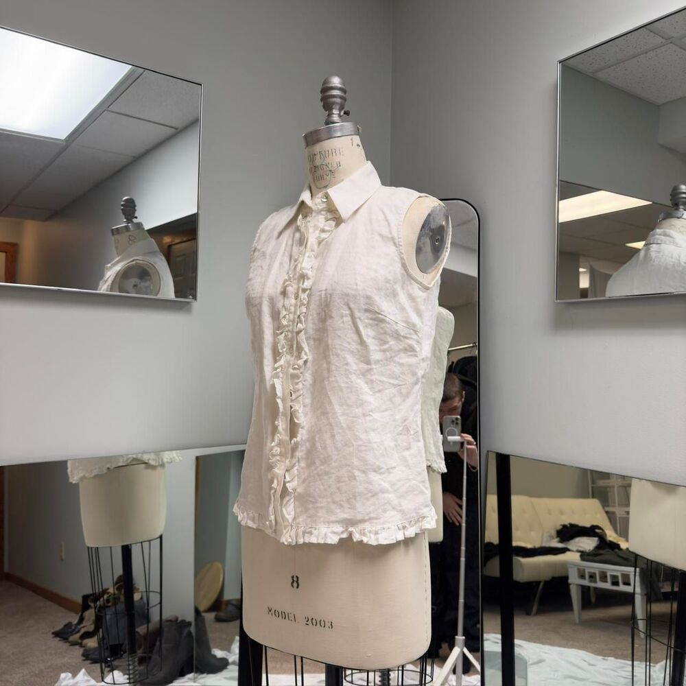 White Linen Button Up Tank Top